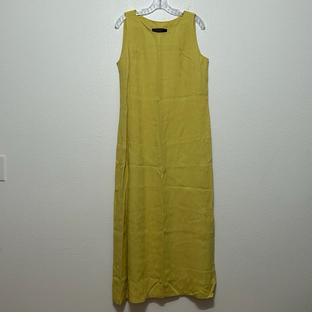 Double D Ranch Yellow Linen Blend Sleeveless Tank Maxi Dress Womens Size M -Slit